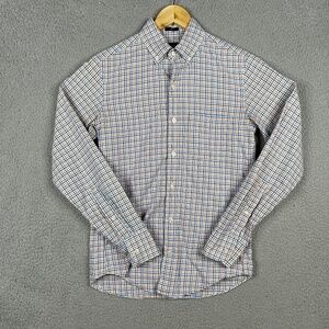 J. Crew Shirt Mens Size XS Blue Woven Cotton Button Down Slim Fit Gingham